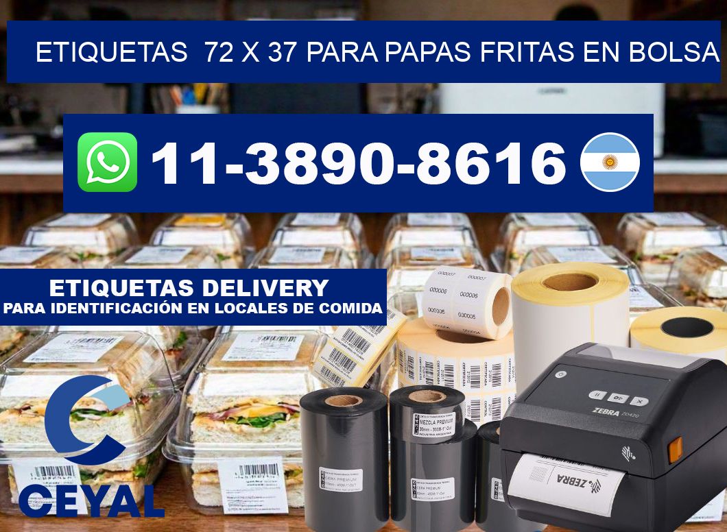 etiquetas  72 x 37 para Papas fritas en bolsa