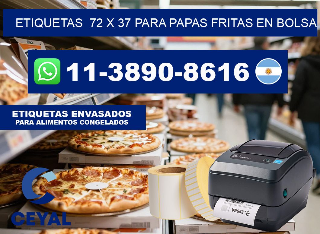 etiquetas  72 x 37 para Papas fritas en bolsa