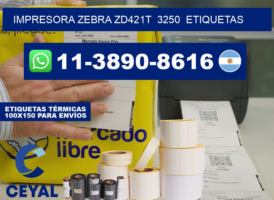 impresora zebra zd421t  3250  etiquetas