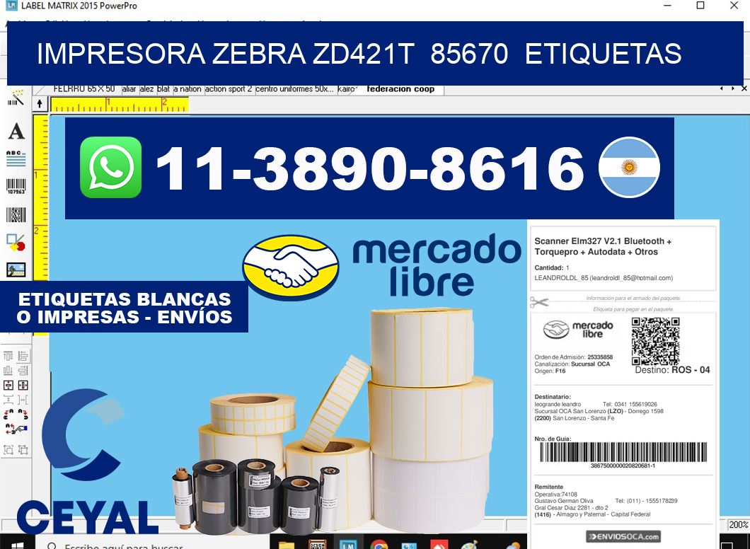 impresora zebra zd421t  85670  etiquetas