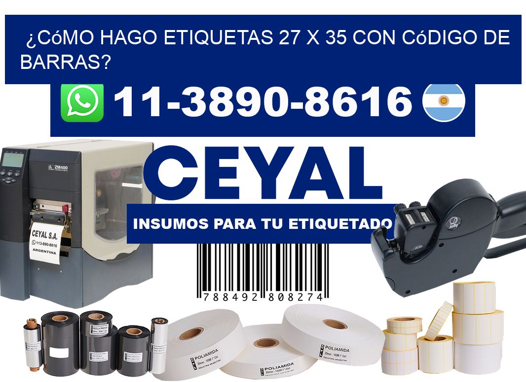 ¿Cómo hago etiquetas 27 x 35 con código de barras?