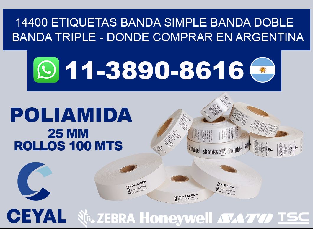 14400 etiquetas banda simple banda doble banda triple - Donde Comprar en Argentina