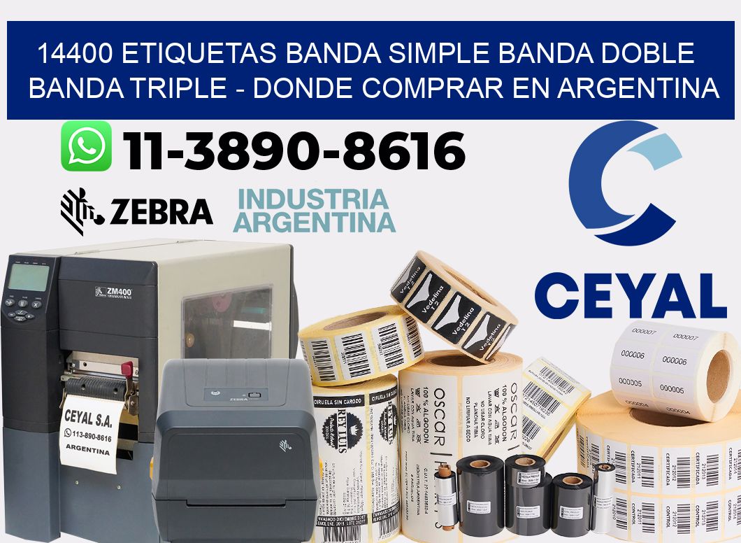 14400 etiquetas banda simple banda doble banda triple - Donde Comprar en Argentina