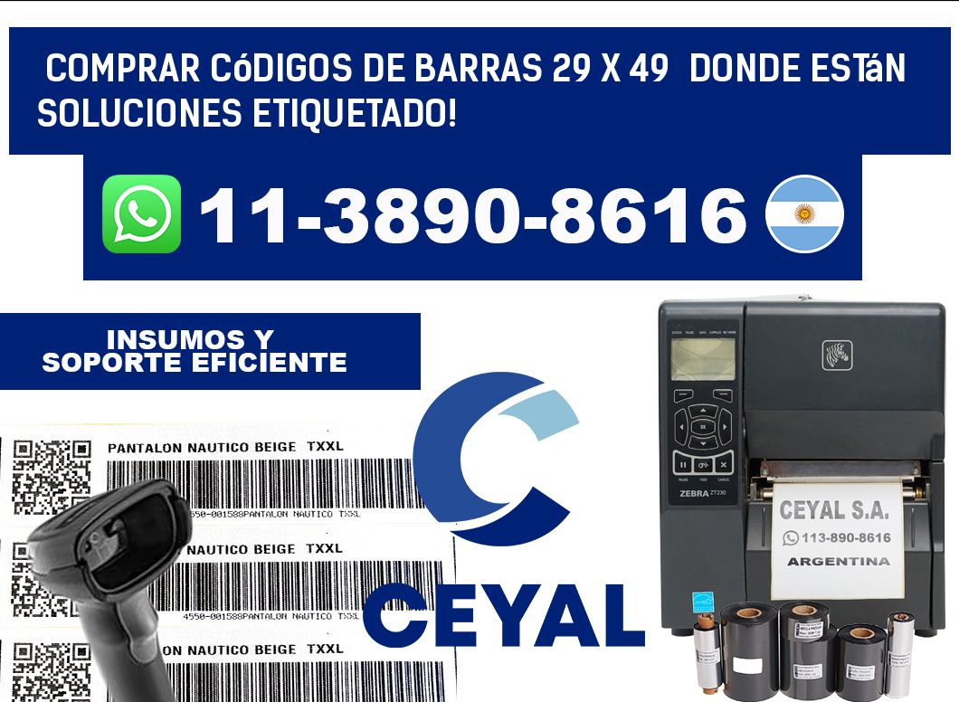 Comprar códigos de barras 29 x 49  donde están soluciones etiquetado!