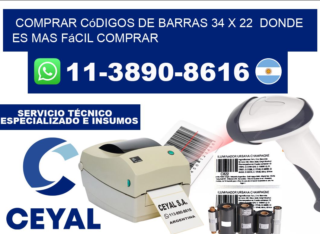 Comprar códigos de barras 34 x 22  Donde es mas fácil comprar