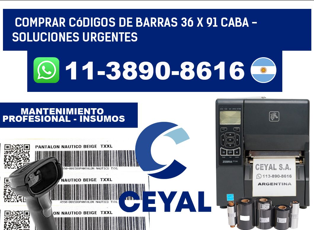Comprar códigos de barras 36 x 91 CABA - soluciones urgentes