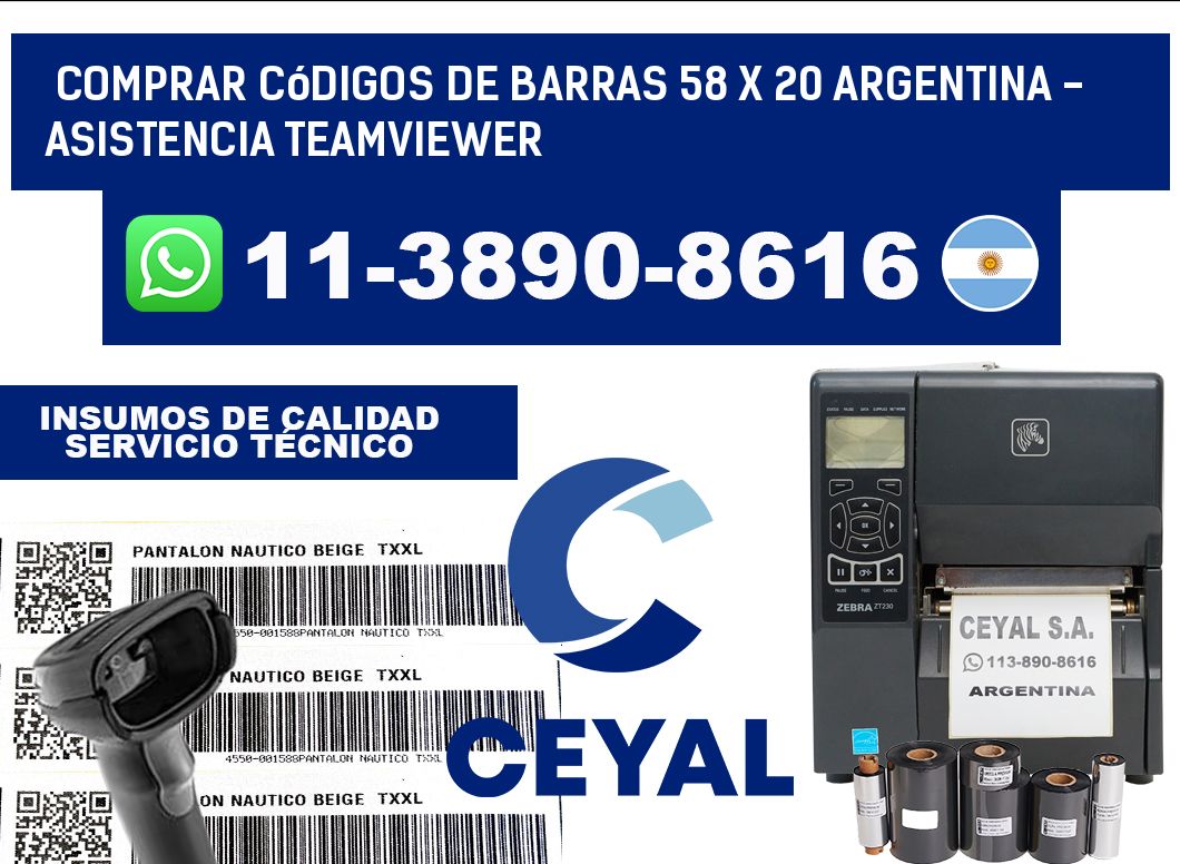 Comprar códigos de barras 58 x 20 argentina - asistencia teamviewer