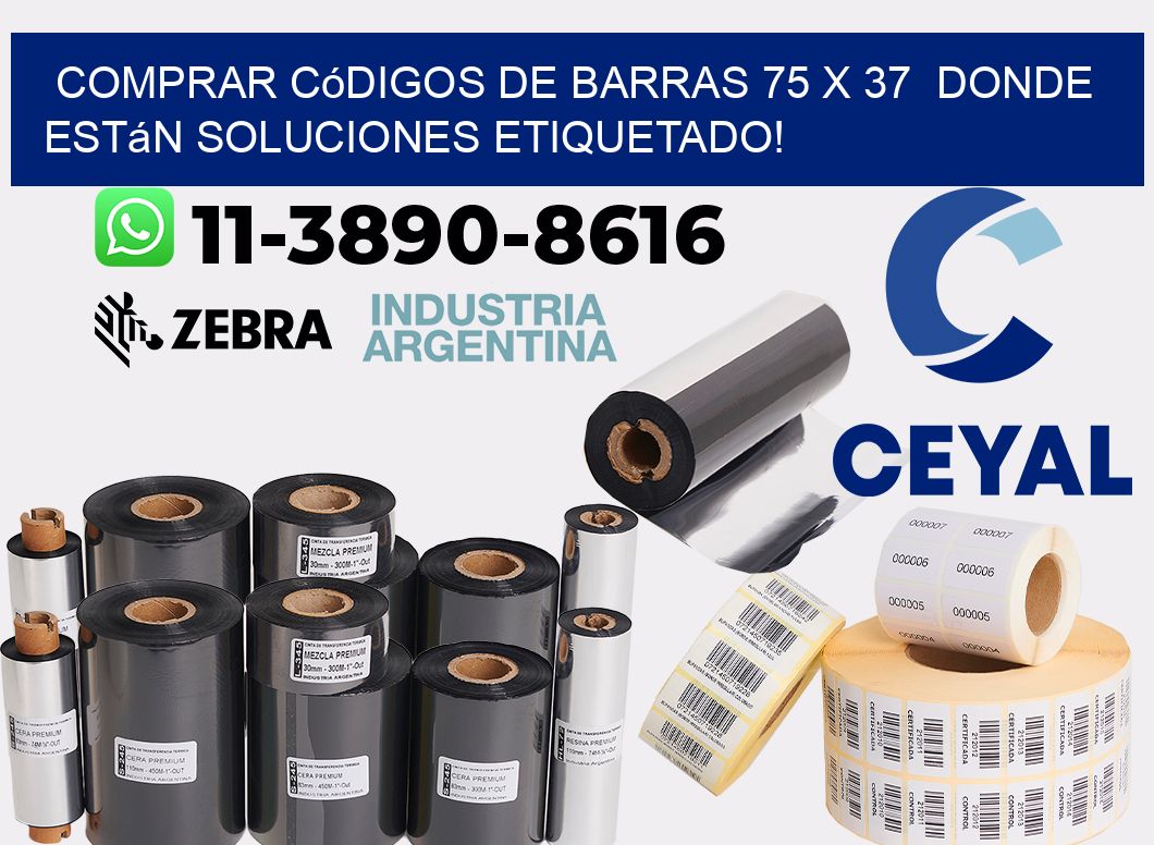 Comprar códigos de barras 75 x 37  donde están soluciones etiquetado!