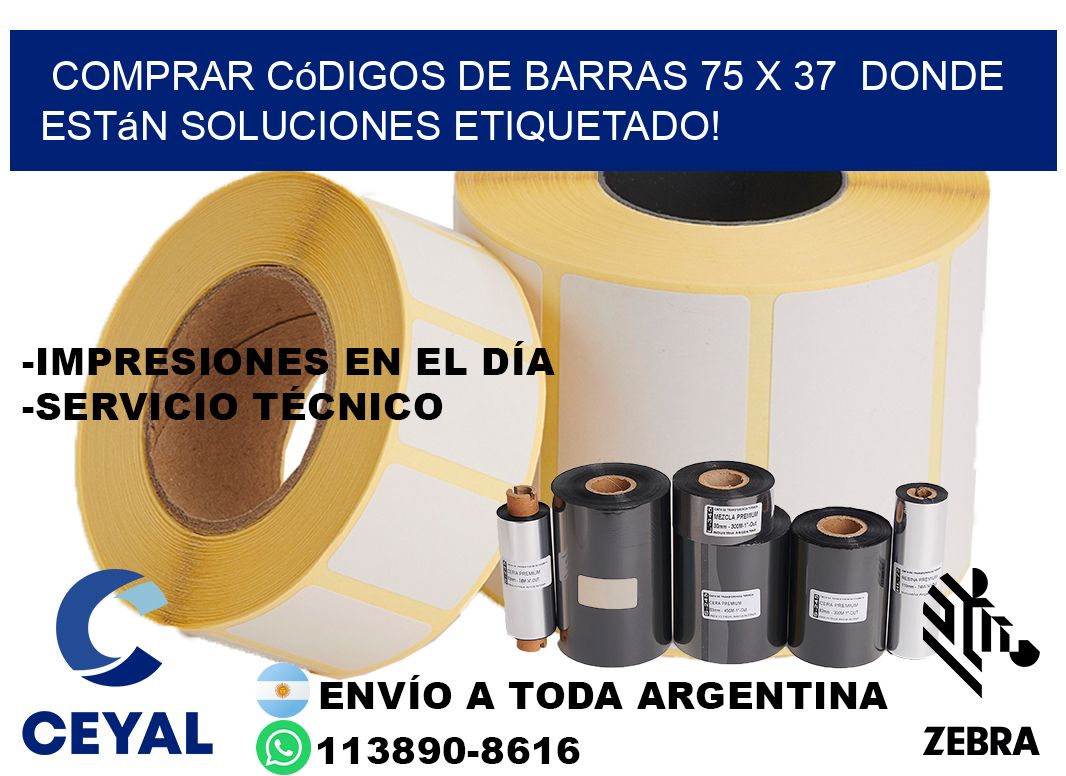 Comprar códigos de barras 75 x 37  donde están soluciones etiquetado!
