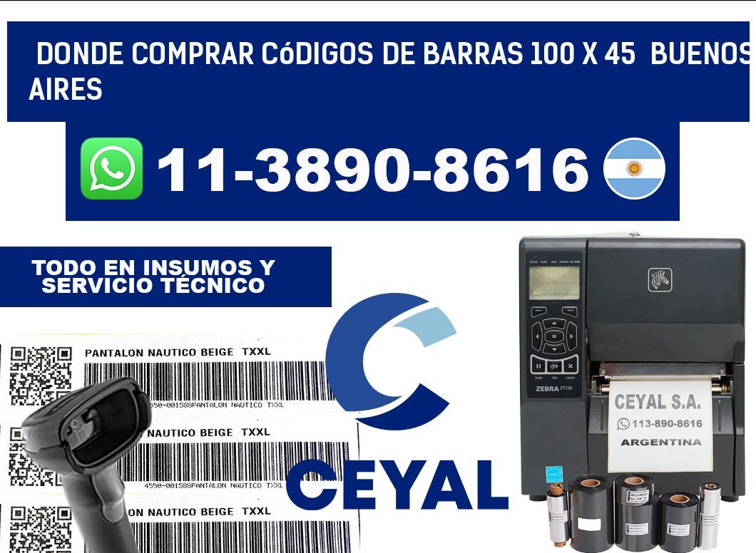 Donde Comprar códigos de barras 100 x 45  Buenos Aires