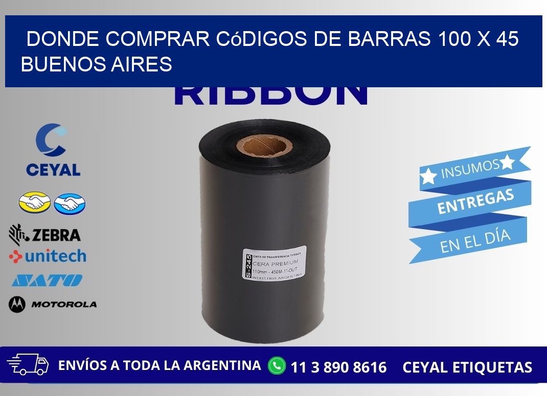 Donde Comprar códigos de barras 100 x 45  Buenos Aires