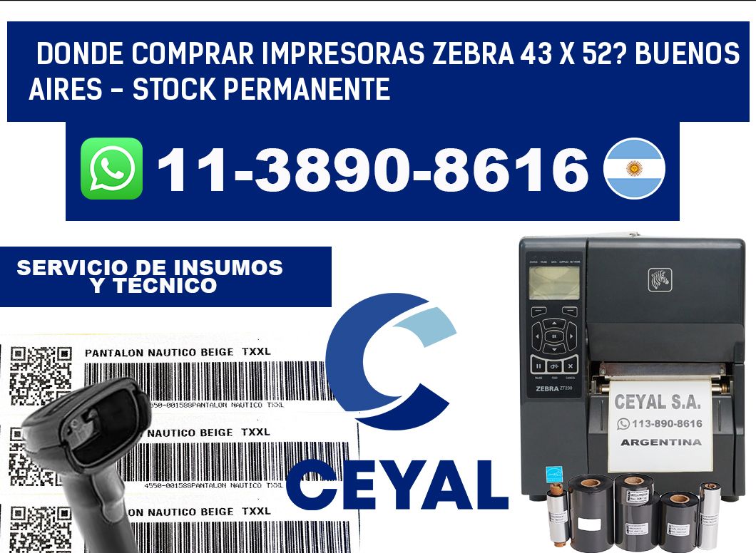 Donde Comprar impresoras zebra 43 x 52? Buenos Aires - Stock permanente