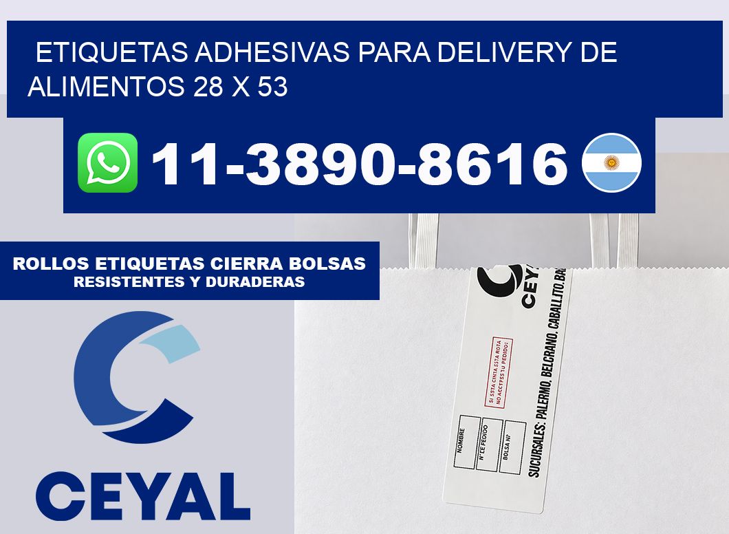 ETIQUETAS ADHESIVAS PARA DELIVERY DE ALIMENTOS 28 x 53