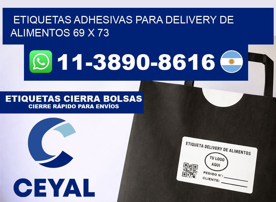 ETIQUETAS ADHESIVAS PARA DELIVERY DE ALIMENTOS 69 x 73