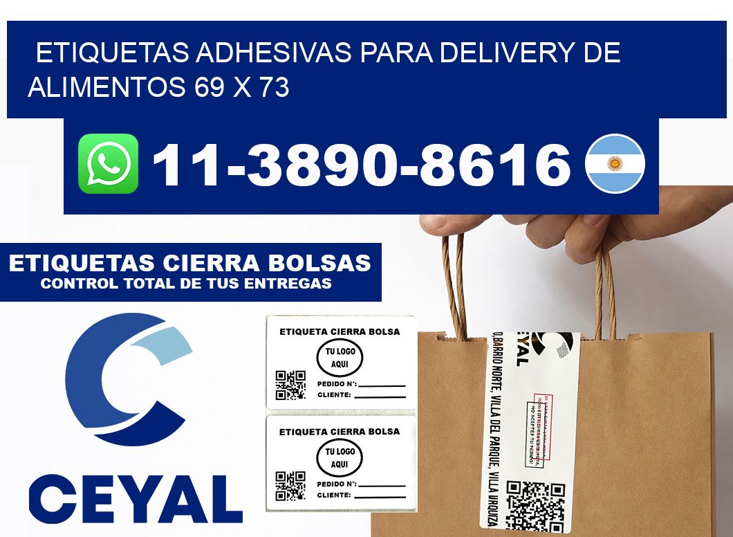 ETIQUETAS ADHESIVAS PARA DELIVERY DE ALIMENTOS 69 x 73