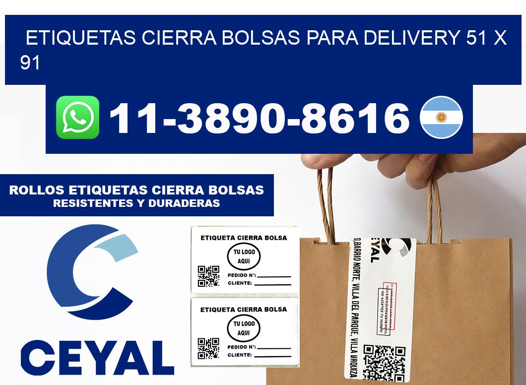 ETIQUETAS CIERRA BOLSAS PARA DELIVERY 51 x 91