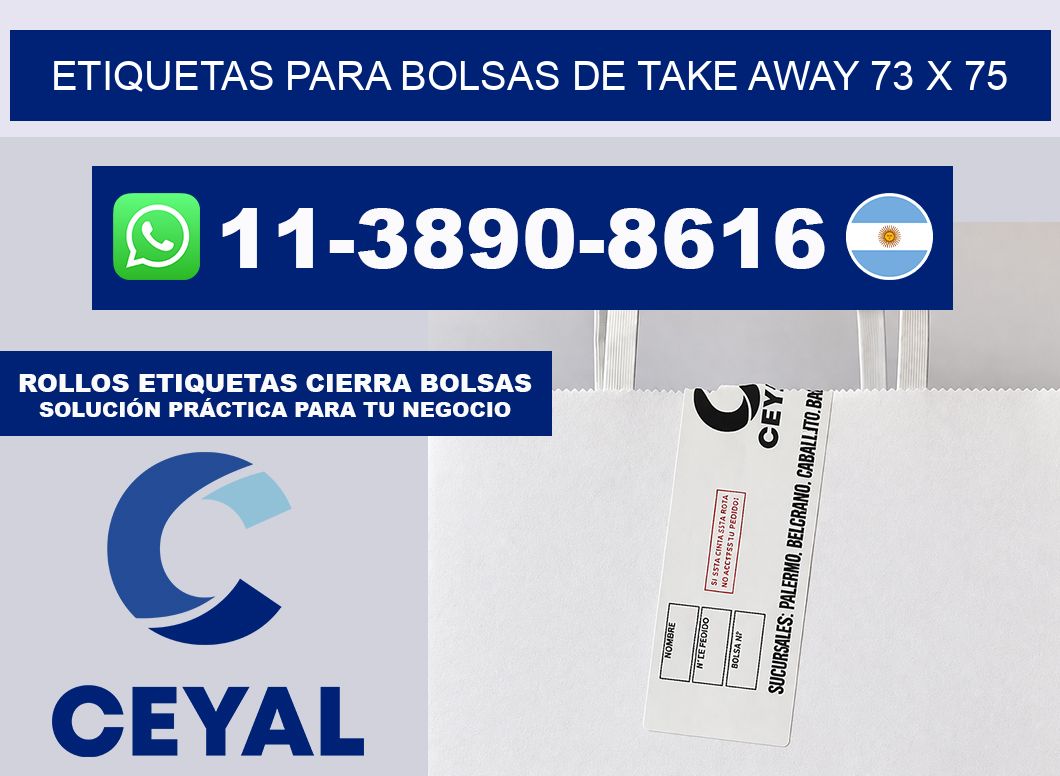 ETIQUETAS PARA BOLSAS DE TAKE AWAY 73 x 75