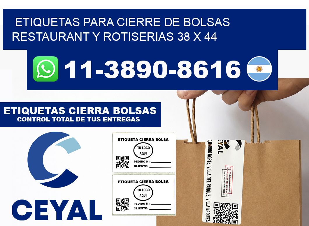ETIQUETAS PARA CIERRE DE BOLSAS RESTAURANT Y ROTISERIAS 38 x 44
