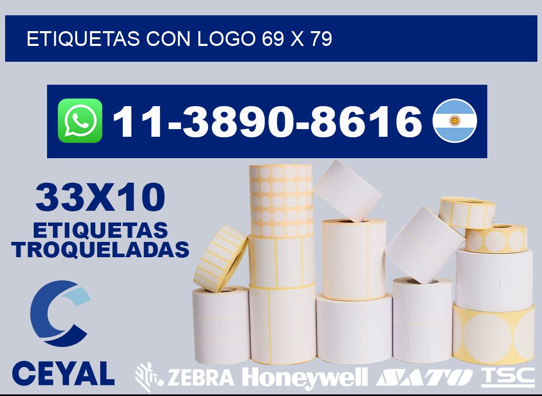 Etiquetas con logo 69 x 79