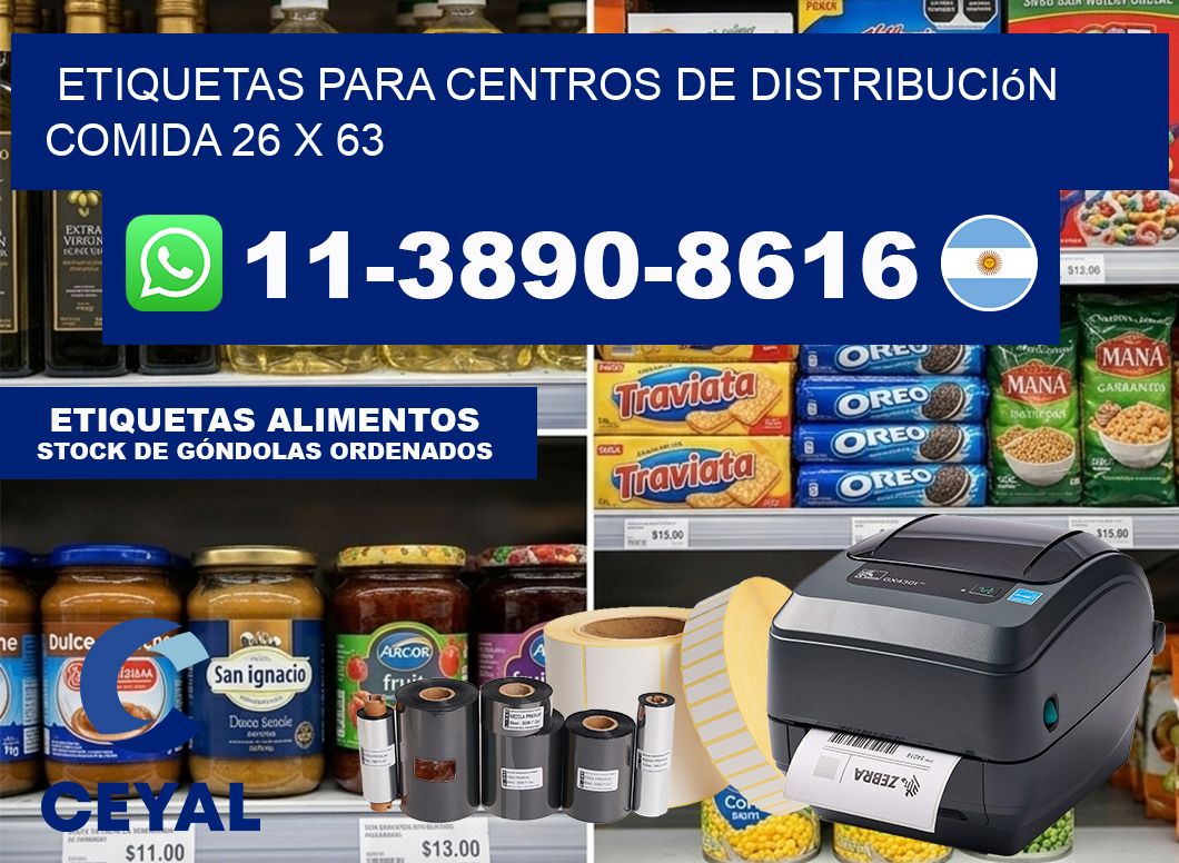 Etiquetas para centros de distribución comida 26 x 63