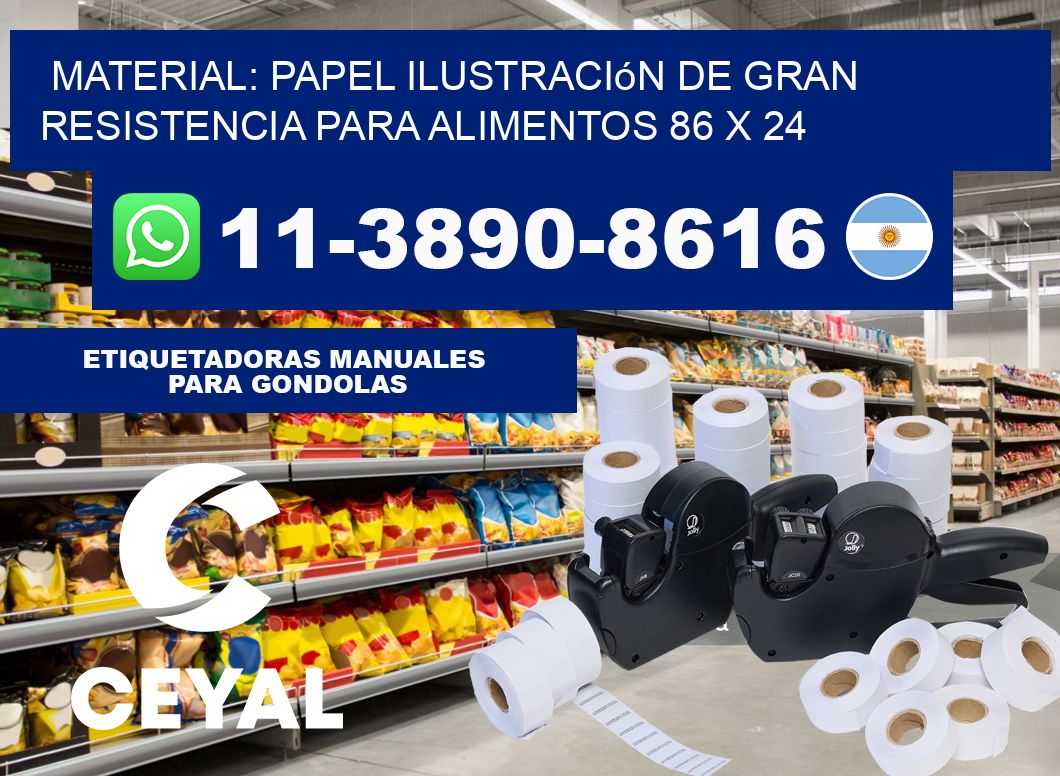 Material: papel ilustración de gran resistencia para alimentos 86 x 24