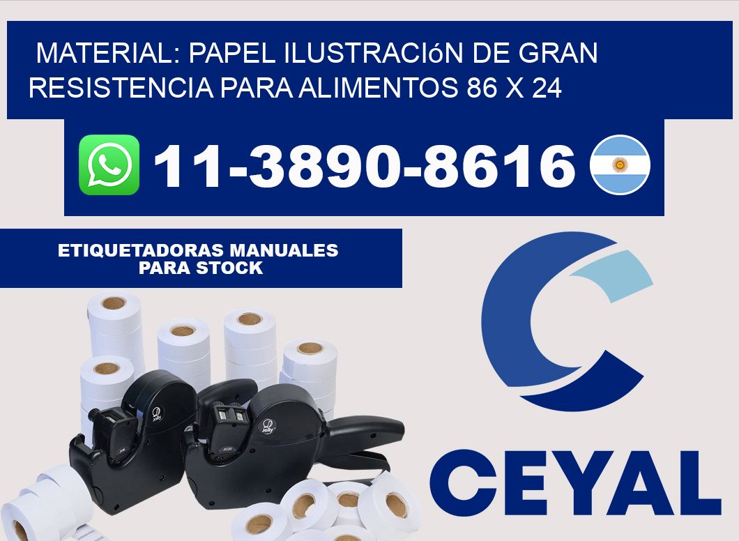 Material: papel ilustración de gran resistencia para alimentos 86 x 24