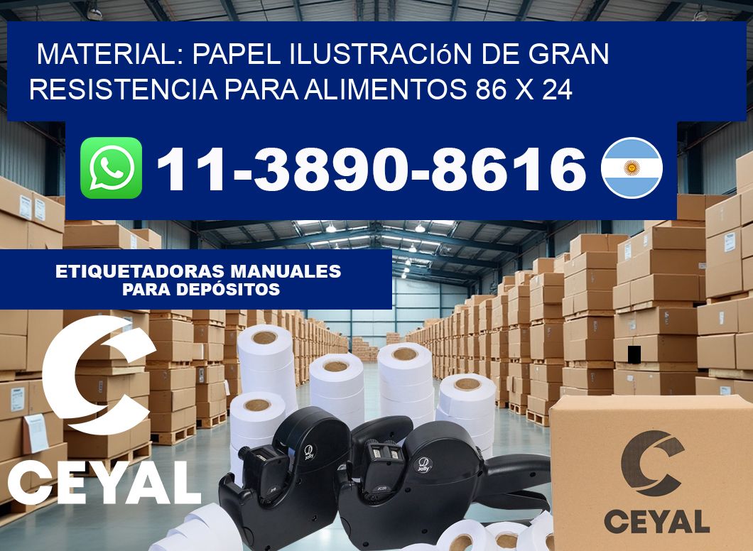 Material: papel ilustración de gran resistencia para alimentos 86 x 24