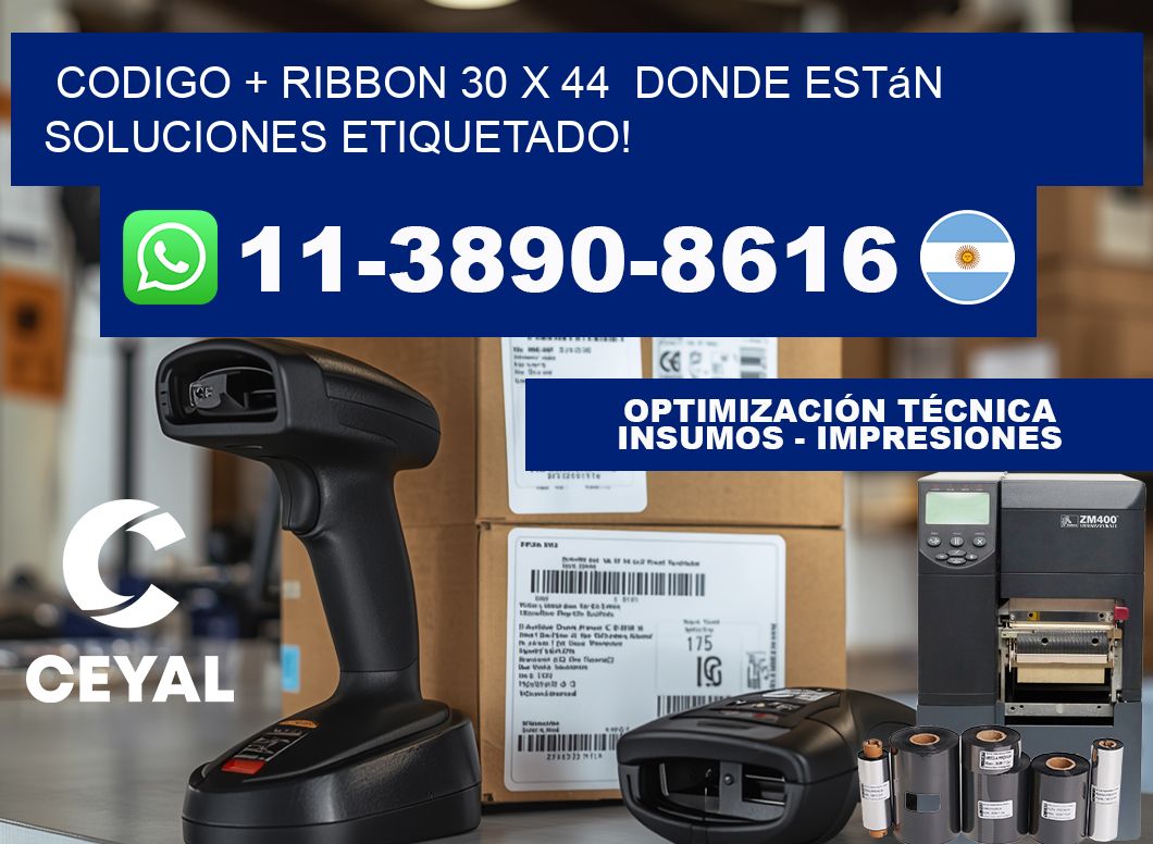 codigo + ribbon 30 x 44  donde están soluciones etiquetado!