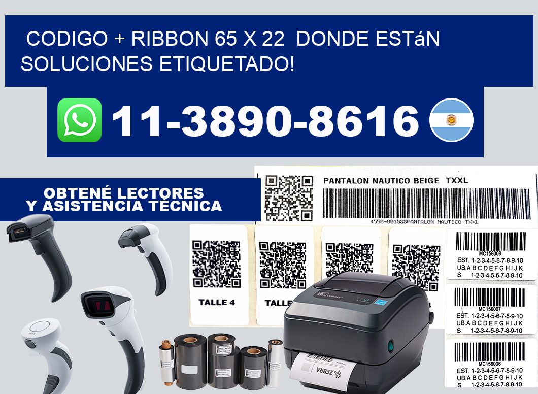 codigo + ribbon 65 x 22  donde están soluciones etiquetado!