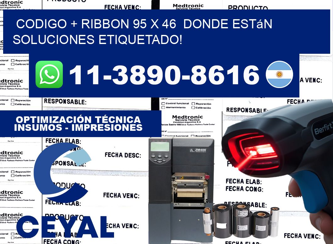 codigo + ribbon 95 x 46  donde están soluciones etiquetado!