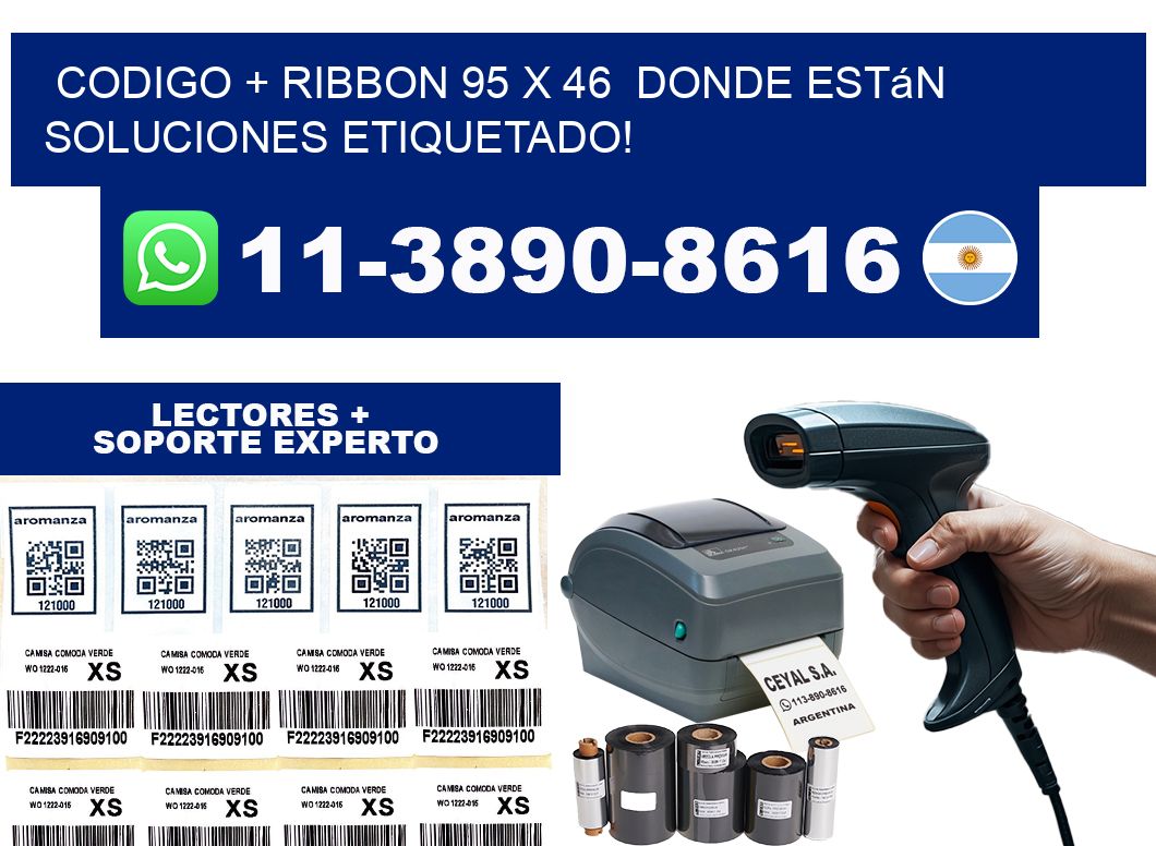 codigo + ribbon 95 x 46  donde están soluciones etiquetado!
