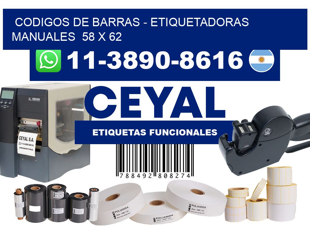 codigos de barras - Etiquetadoras Manuales  58 x 62