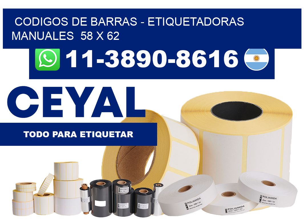 codigos de barras - Etiquetadoras Manuales  58 x 62