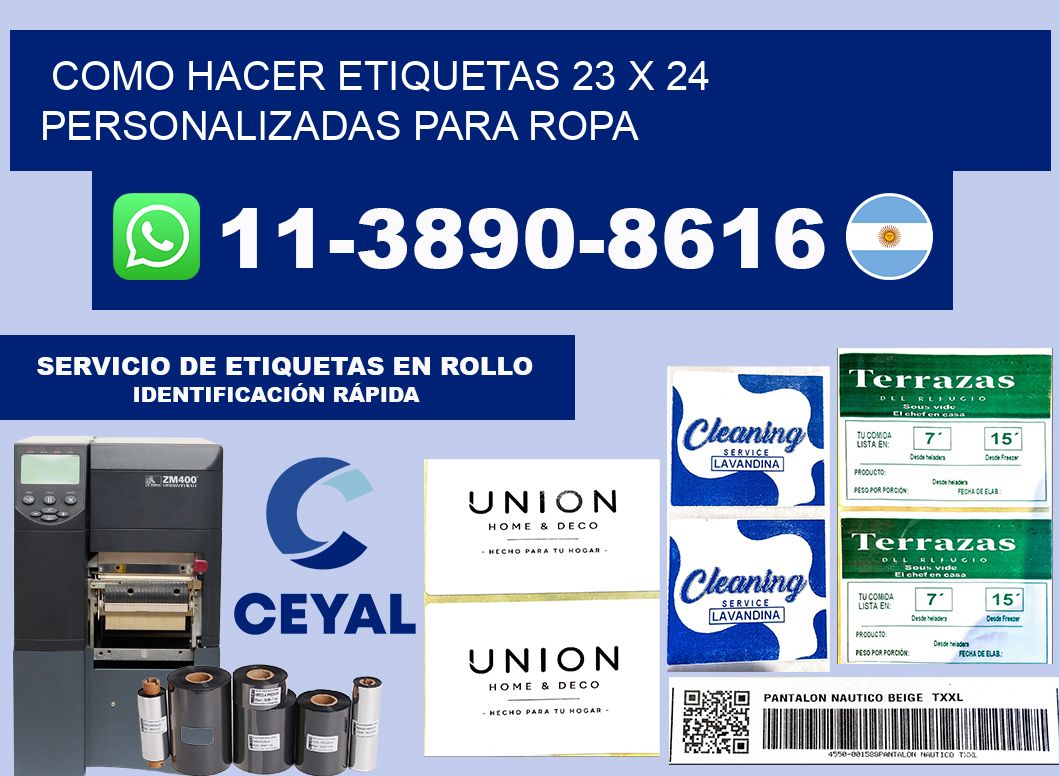 como hacer etiquetas 23 x 24 personalizadas para ropa