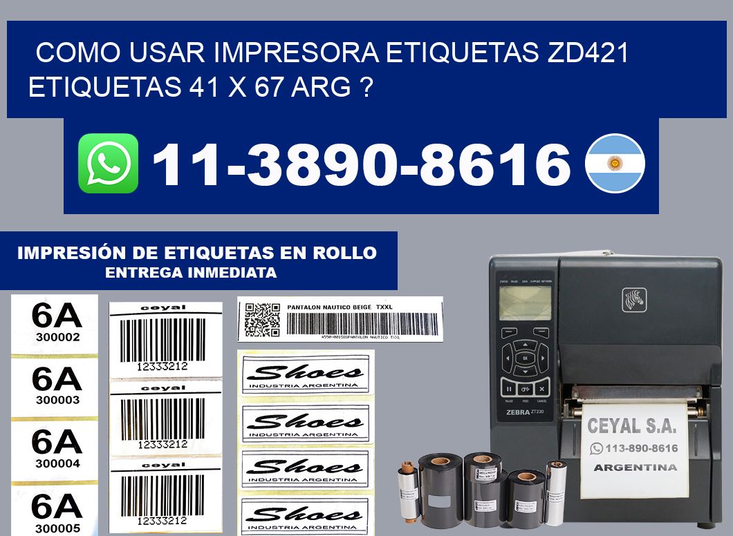 como usar impresora etiquetas zd421 etiquetas 41 x 67 ARG ?
