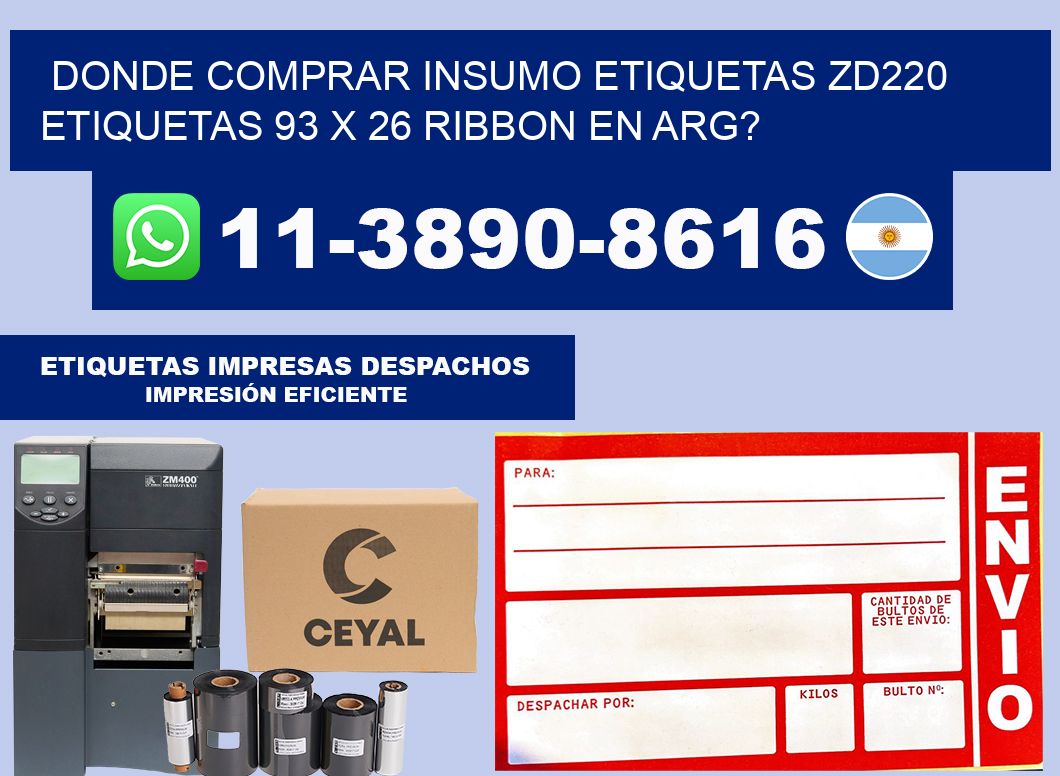 donde comprar insumo etiquetas zd220 etiquetas 93 x 26 ribbon en ARG?