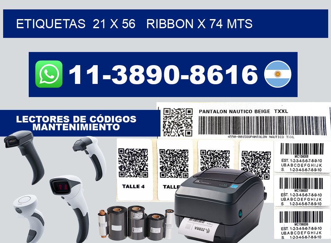 etiquetas  21 x 56   ribbon x 74 mts