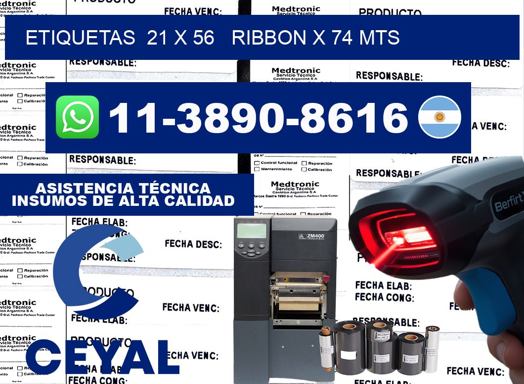 etiquetas  21 x 56   ribbon x 74 mts