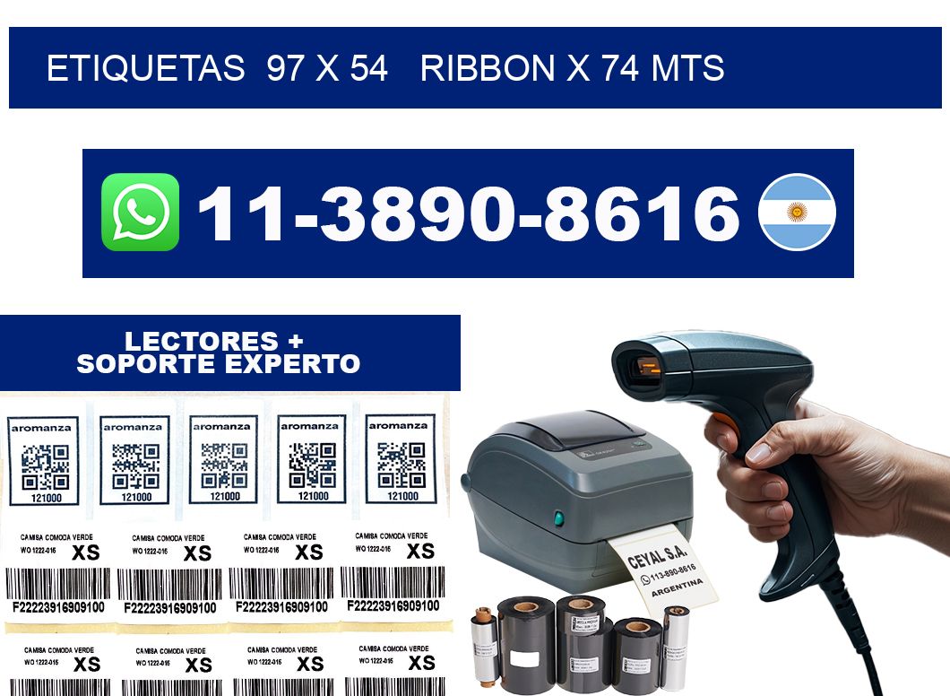 etiquetas  97 x 54   ribbon x 74 mts