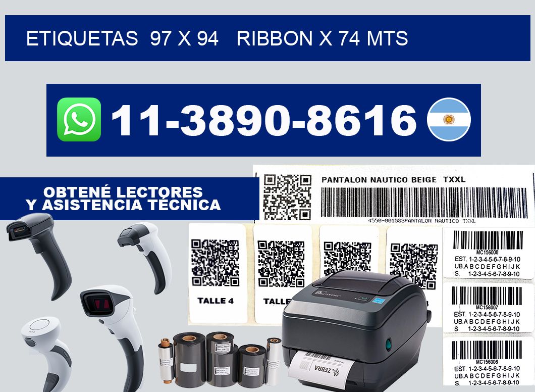 etiquetas  97 x 94   ribbon x 74 mts