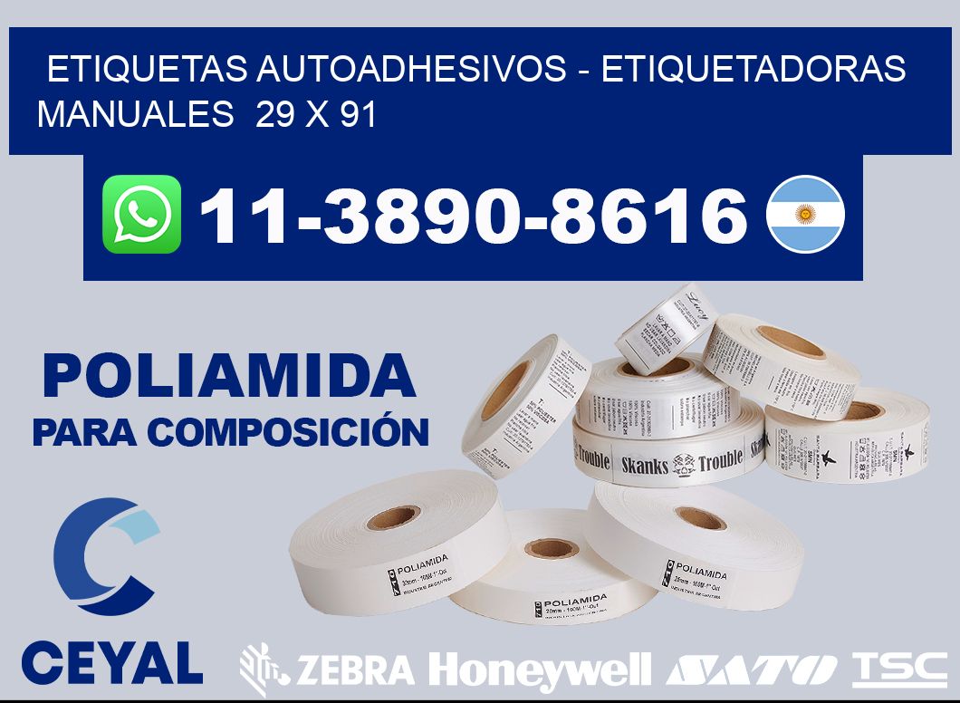 etiquetas autoadhesivos - Etiquetadoras Manuales  29 x 91