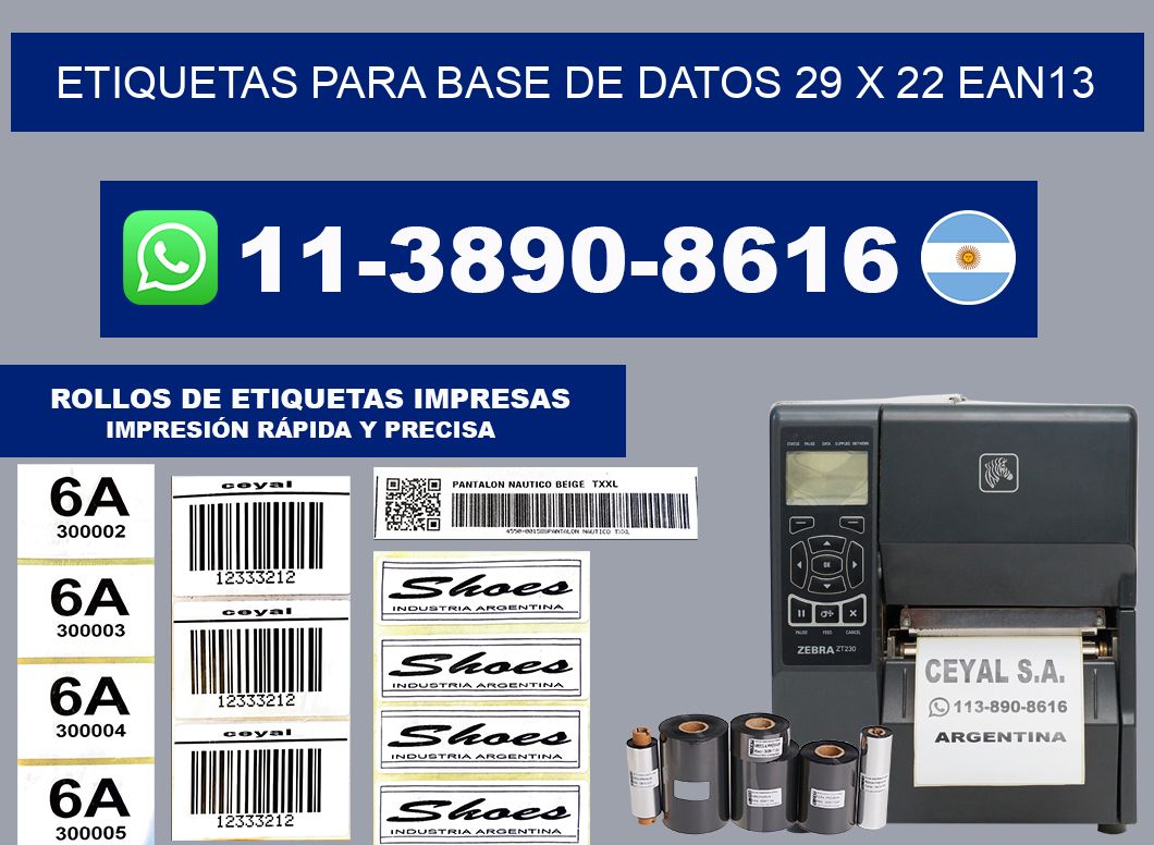 etiquetas para base de datos 29 x 22 ean13