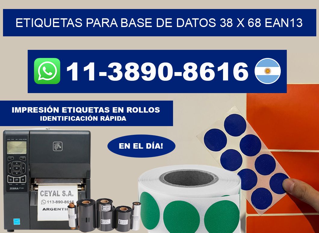 etiquetas para base de datos 38 x 68 ean13