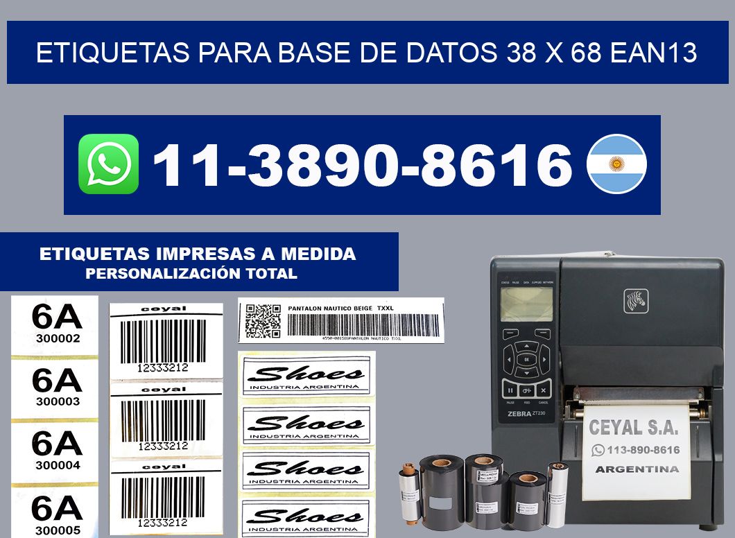 etiquetas para base de datos 38 x 68 ean13