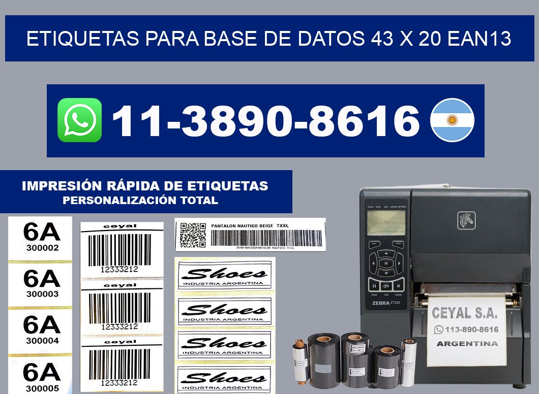 etiquetas para base de datos 43 x 20 ean13