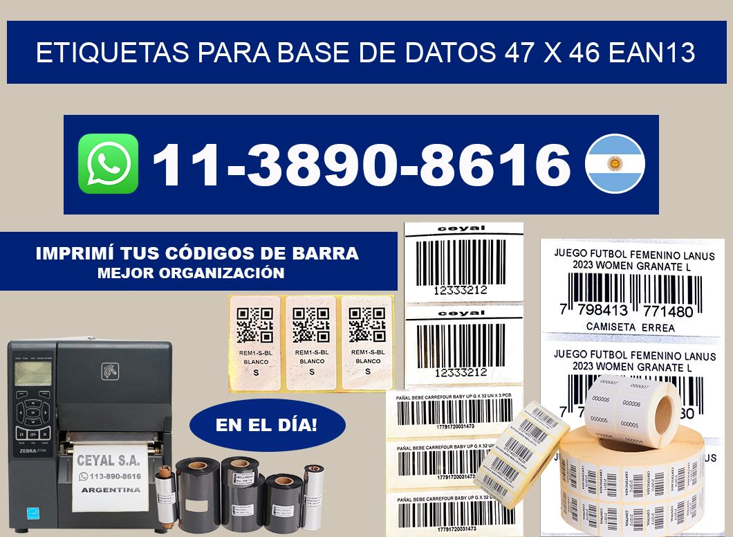 etiquetas para base de datos 47 x 46 ean13