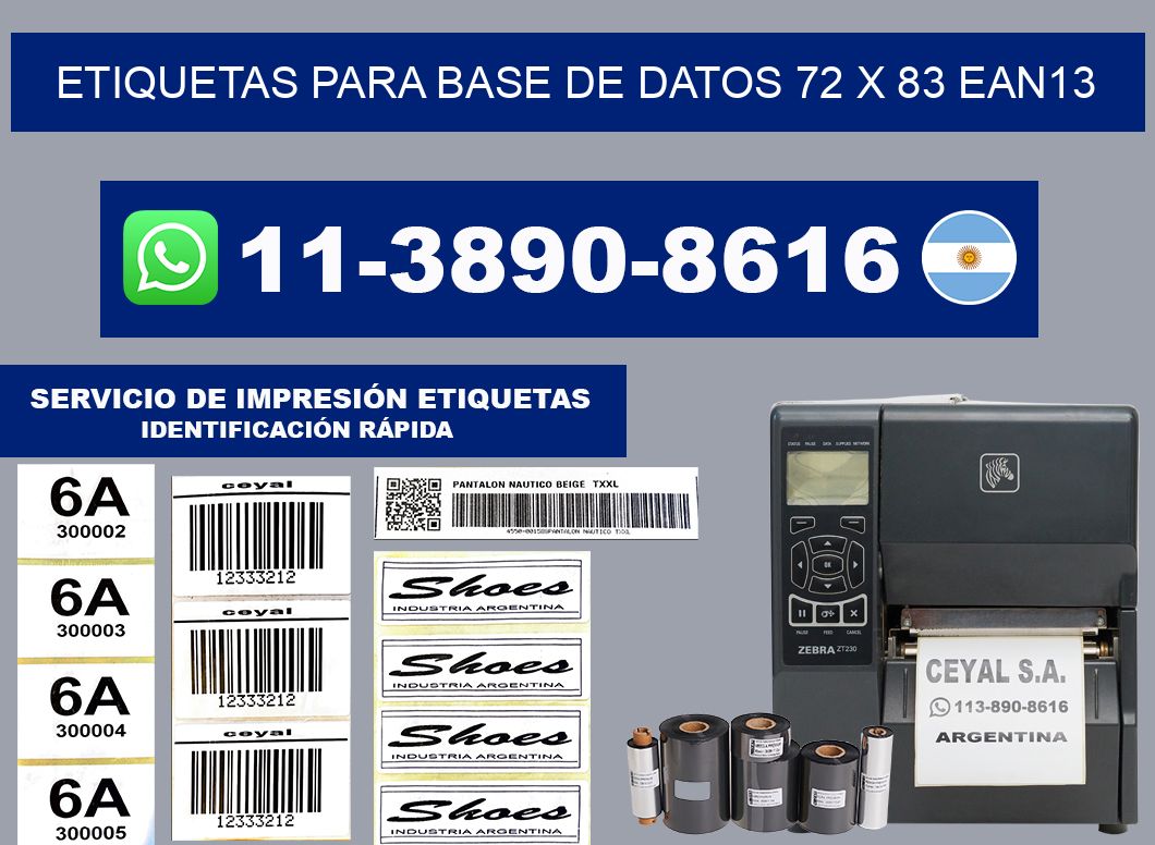 etiquetas para base de datos 72 x 83 ean13