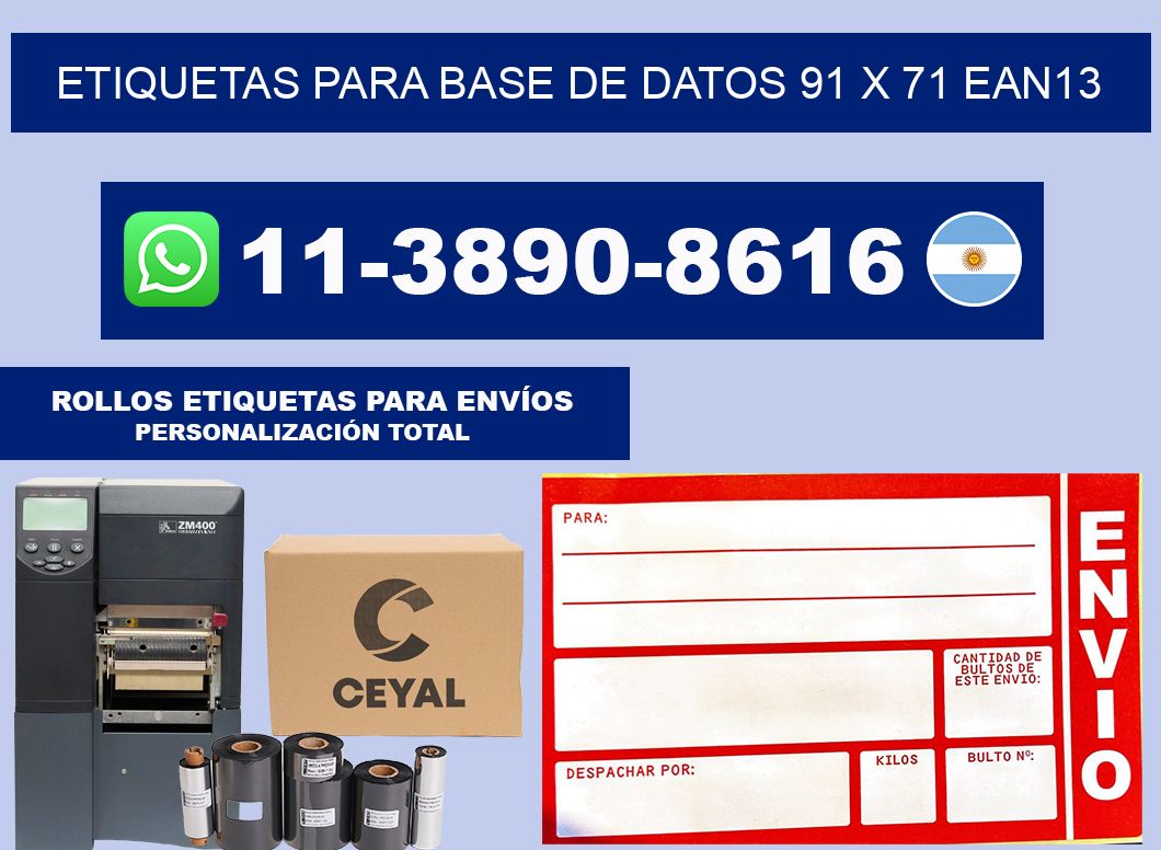 etiquetas para base de datos 91 x 71 ean13