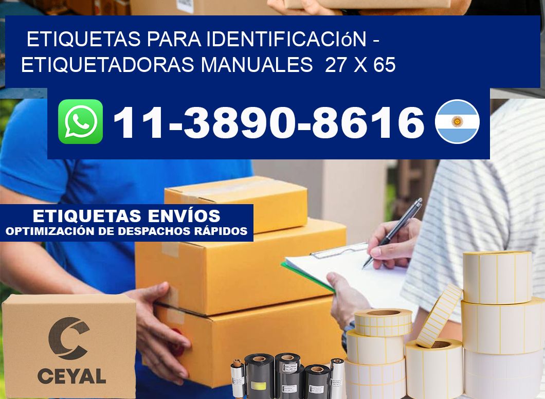 etiquetas para identificación - Etiquetadoras Manuales  27 x 65