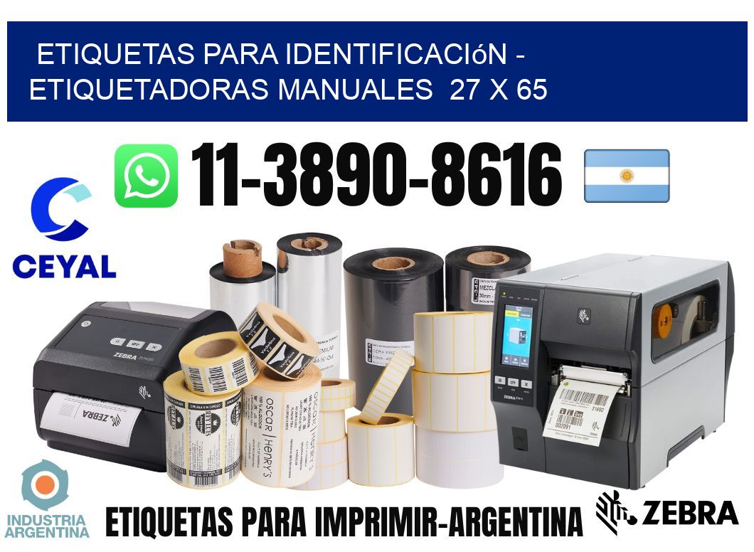 etiquetas para identificación - Etiquetadoras Manuales  27 x 65